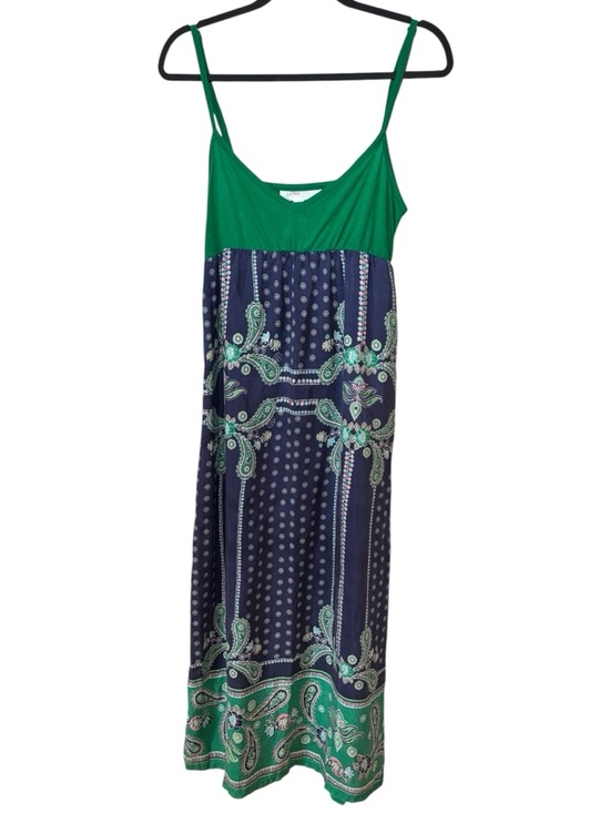 Anthropologie Lilka 100% Silk Green Paisley Maxi Dress Empire Waist Sz S Boho - Picture 3 of 12